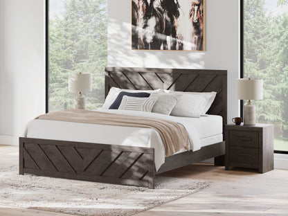 Haines Furniture Outlet - Ashley Furniture - Prendonea Bedroom - King Panel Bed / Charcoal - B3789B8