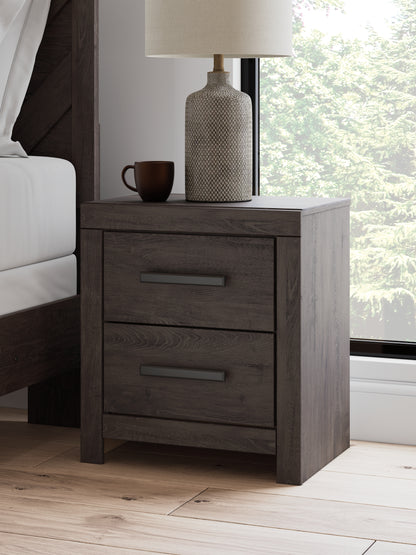 Haines Furniture Outlet - Ashley Furniture - Prendonea Bedroom - Two Drawer Night Stand / Charcoal - B3789-92