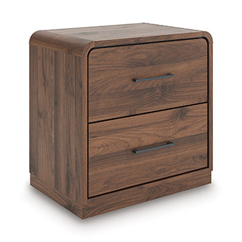 Haines Furniture Outlet - Ashley Furniture - Fortlorn Bedroom - Two Drawer Night Stand / Walnut Brown - PCB386-92