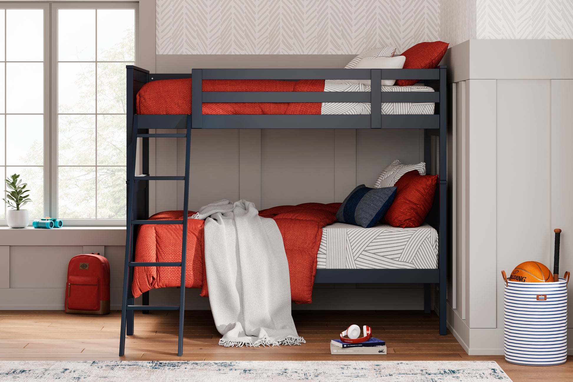 Haines Furniture Outlet - Ashley Furniture - Nextonfort Bedroom - Twin over Twin Bunk Bed / Black - B396B7