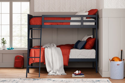 Haines Furniture Outlet - Ashley Furniture - Nextonfort Bedroom - Twin over Twin Bunk Bed / Black - B396B7