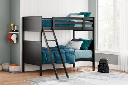 Haines Furniture Outlet - Ashley Furniture - Nextonfort Bedroom - Twin over Twin Bunk Bed / Black - B396B7