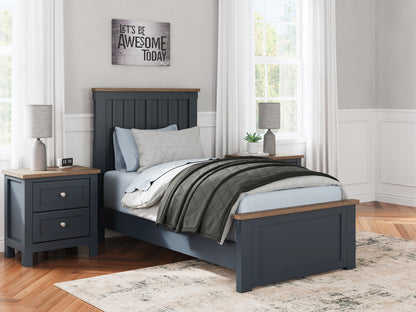 Haines Furniture Outlet - Ashley Furniture - Landocken Bedroom - Twin Panel Bed / Brown/Blue - B414B2