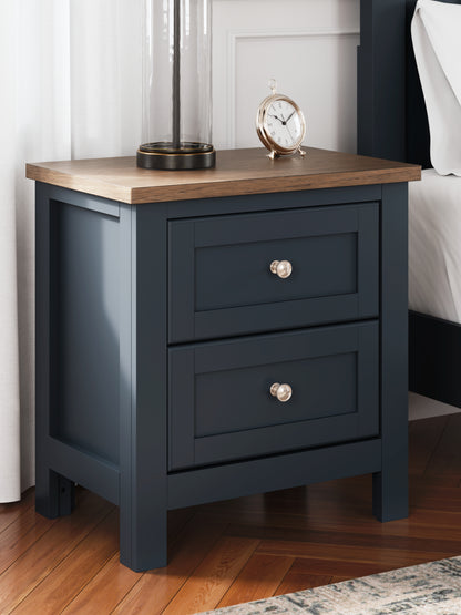 Haines Furniture Outlet - Ashley Furniture - Landocken Bedroom - Two Drawer Night Stand / Brown/Blue - B414-92