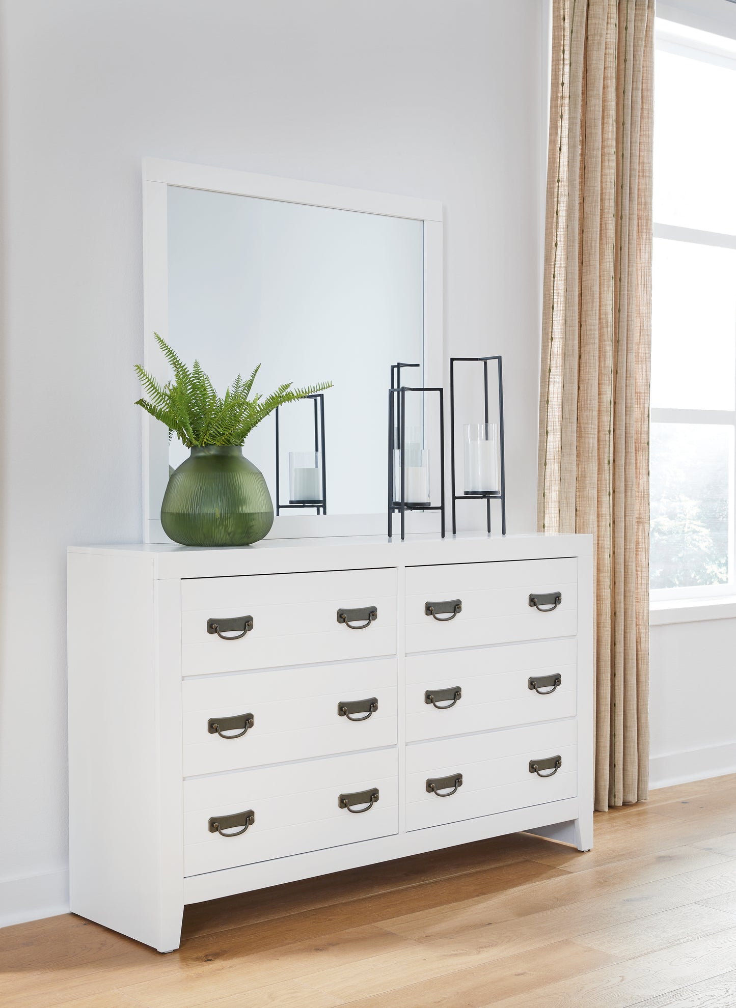 Haines Furniture Outlet - Ashley Furniture - Binterglen Bedroom - Dresser and Mirror / White - B427B1