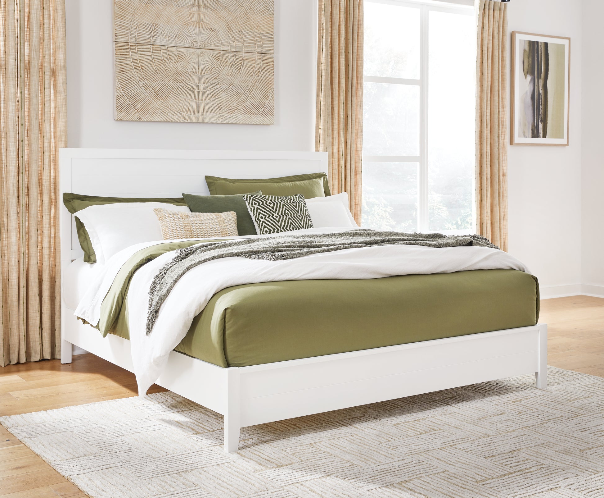Haines Furniture Outlet - Ashley Furniture - Binterglen Bedroom - California King Panel Bed / White - B427B9