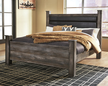 Haines Furniture Outlet - Ashley Furniture - Wynnlow Bedroom - King Poster Bed / Gray - B440B6