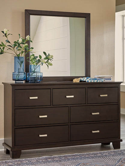 Haines Furniture Outlet - Ashley Furniture - Covetown Bedroom - Dresser and Mirror / Dark Brown - B441B1