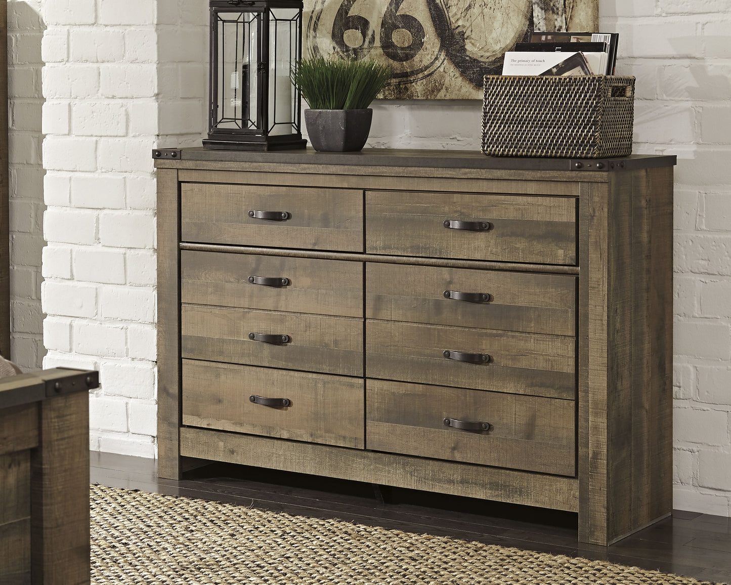 Haines Furniture Outlet - Ashley Furniture - Trinell Bedroom - Six Drawer Dresser / Brown - B446-31