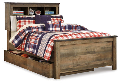Haines Furniture Outlet - Ashley Furniture - Trinell Bedroom - Full Bookcase Bed with Storage / Brown - B446B91