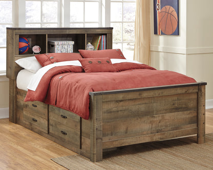 Haines Furniture Outlet - Ashley Furniture - Trinell Bedroom - Full Bookcase Bed with 2 Sided Storage / Brown - B446B79