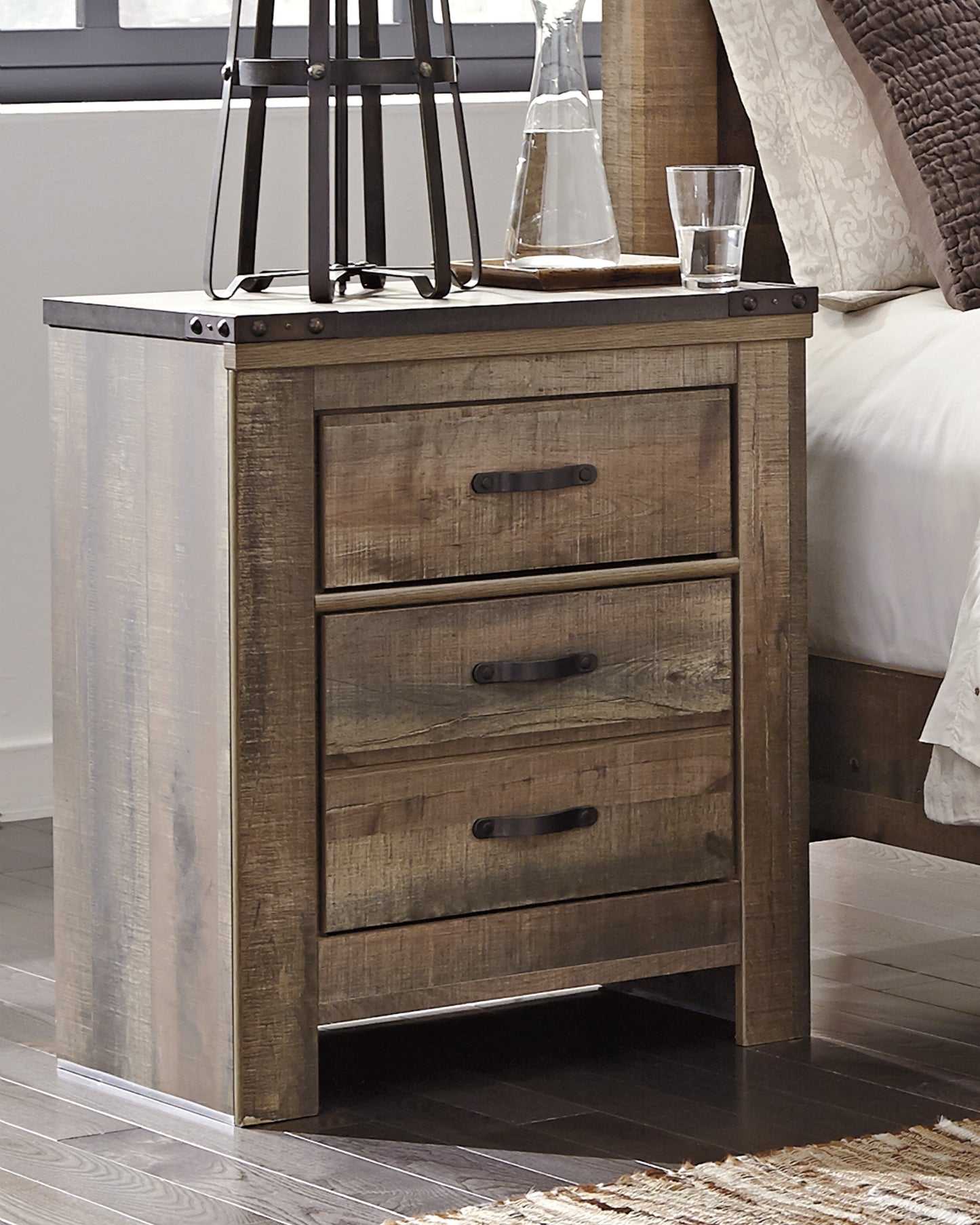 Haines Furniture Outlet - Ashley Furniture - Trinell Bedroom - Two Drawer Night Stand / Brown - B446-92