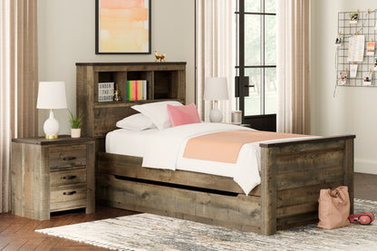Haines Furniture Outlet - Ashley Furniture - Trinell Bedroom - Twin Bookcase Bed with 1 Large Storage Drawer / Brown - B446B22