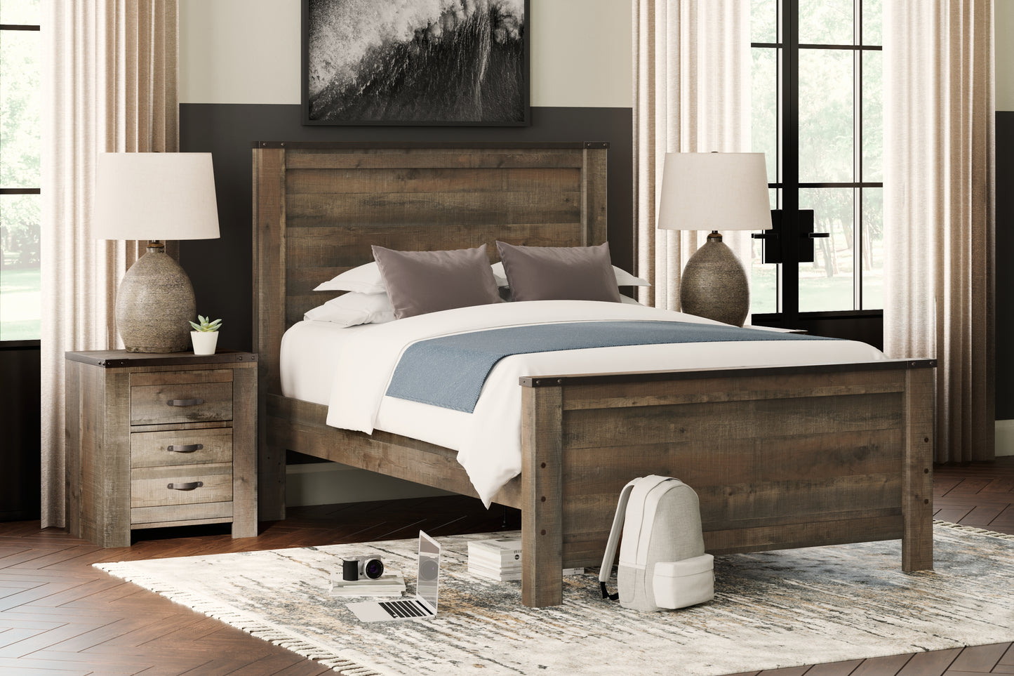 Haines Furniture Outlet - Ashley Furniture - Trinell Bedroom - Full Panel Bed / Brown - B446B3