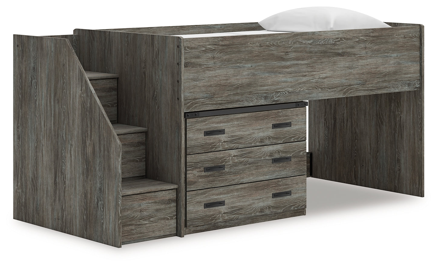 Haines Furniture Outlet - Ashley Furniture - Frandern Bedroom - Twin Loft Bed with Drawer Storage / Gray - B4480B15