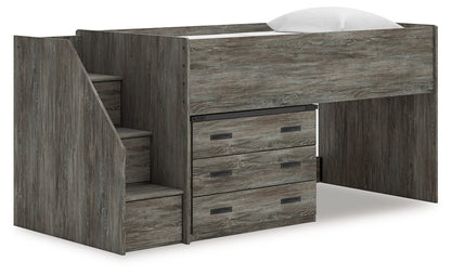 Haines Furniture Outlet - Ashley Furniture - Frandern Bedroom - Twin Loft Bed with Drawer Storage / Gray - B4480B15