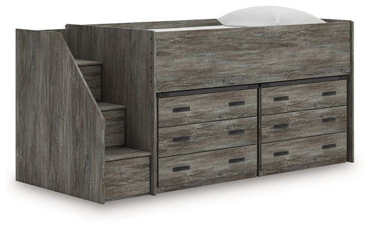 Haines Furniture Outlet - Ashley Furniture - Frandern Twin Loft Bed with Drawer Storage - Twin Loft Bed with Drawer Storage / Warm Gray - B4480B26