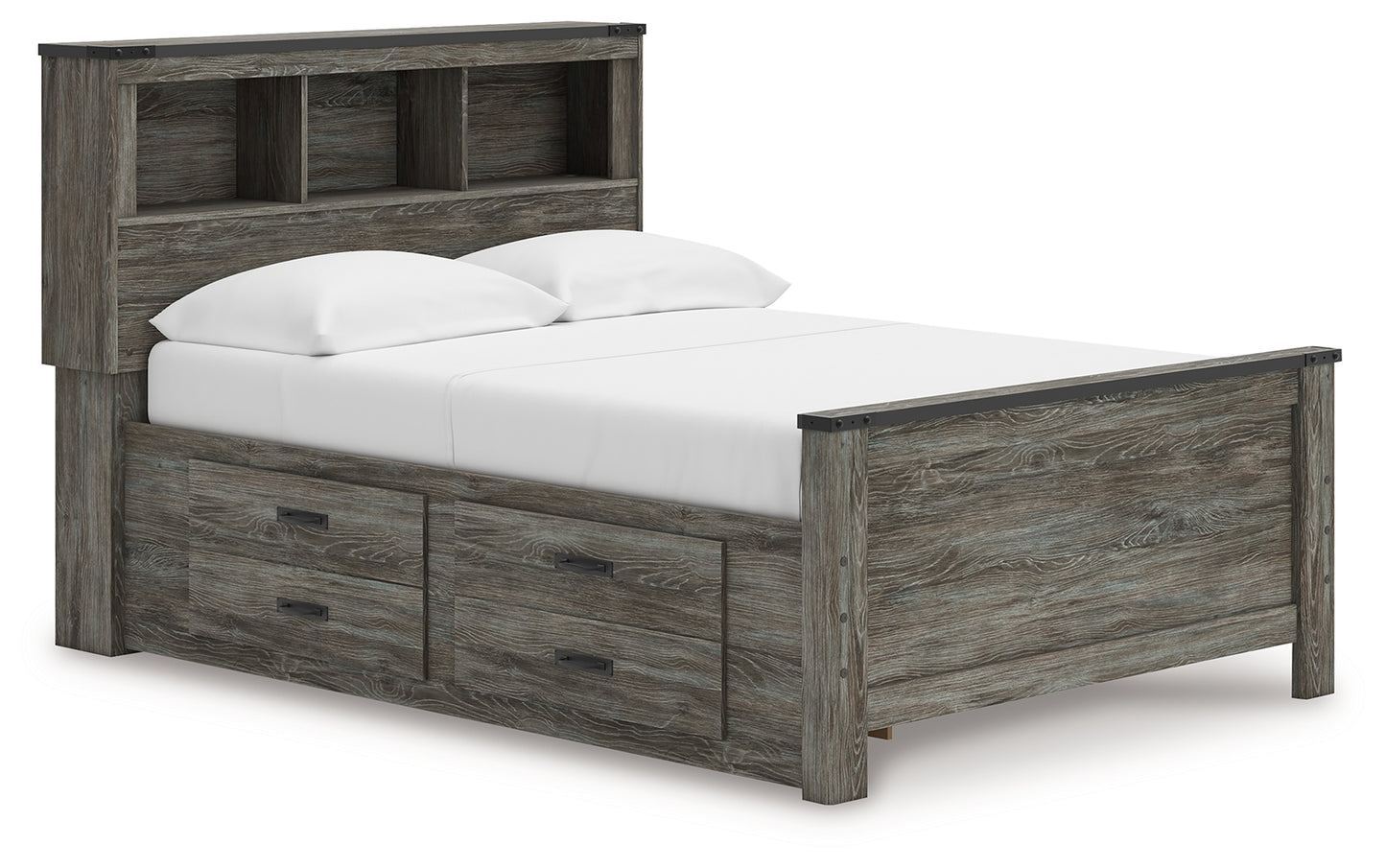 Haines Furniture Outlet - Ashley Furniture - Frandern Bedroom - Full Bookcase Panel Bed with Storage / Gray - B4480B9