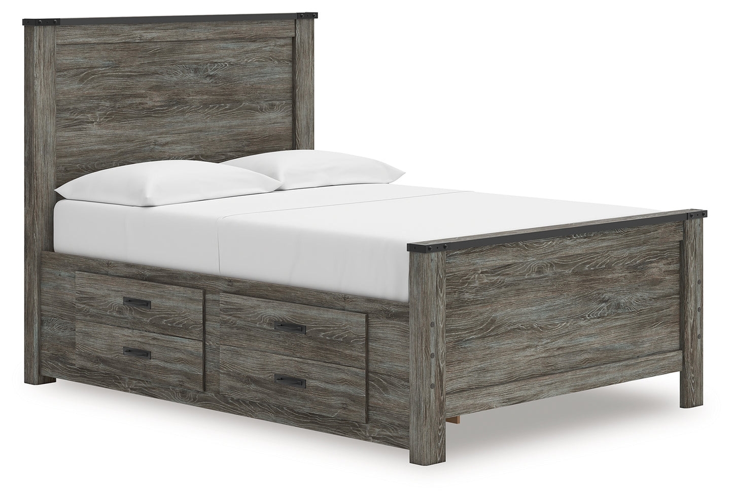 Haines Furniture Outlet - Ashley Furniture - Frandern Bedroom - Full Panel Bed with Storage / Black/Gray - B4480B24