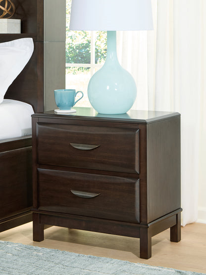 Haines Furniture Outlet - Ashley Furniture - Vanmore Bedroom - Two Drawer Night Stand / Dark Brown - B479-92