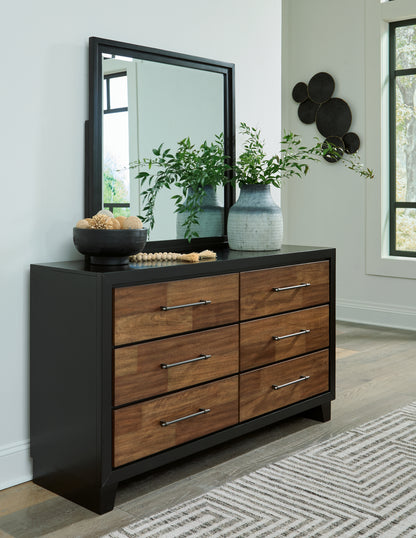 Haines Furniture Outlet - Ashley Furniture - Kraeburn Bedroom - Dresser and Mirror / Brown/Black - B496B1