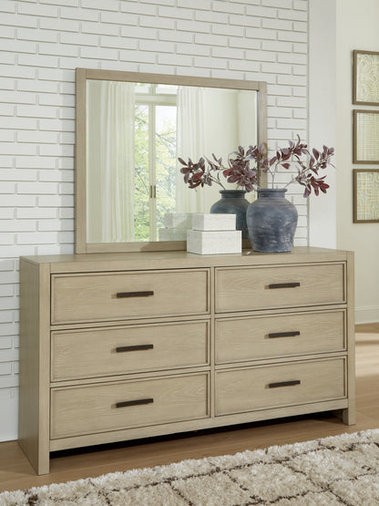 Haines Furniture Outlet - Ashley Furniture - Calmoro Bedroom - Dresser and Mirror / Gray - B602B1