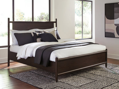 Haines Furniture Outlet - Ashley Furniture - Dantenton Bedroom - California King Panel Bed / Merlot - B611B7