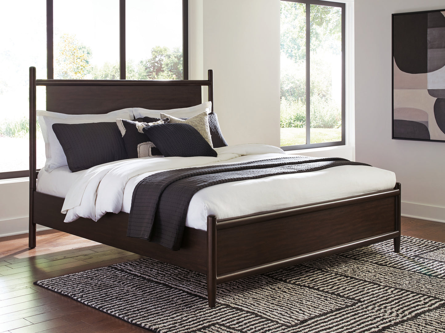 Haines Furniture Outlet - Ashley Furniture - Dantenton Bedroom - Queen Panel Bed / Merlot - B611B2