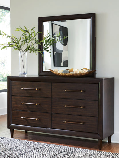 Haines Furniture Outlet - Ashley Furniture - Dantenton Bedroom - Dresser and Mirror / Merlot - B611B1