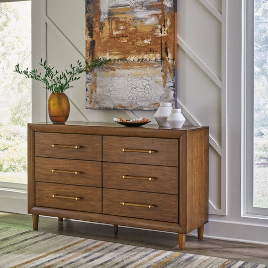 Haines Furniture Outlet - Ashley Furniture - Lyncott Bedroom - King Upholstered Bed / Brown - B615B6