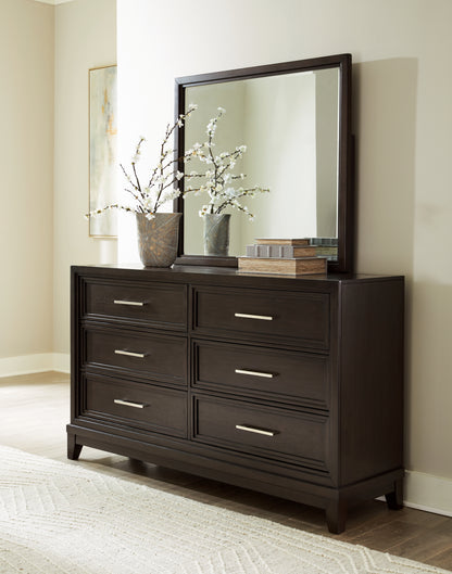 Haines Furniture Outlet - Ashley Furniture - Neymorton Bedroom - Dresser and Mirror / Dark Grayish Brown - B618B1