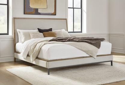 Haines Furniture Outlet - Ashley Furniture - Tomtyn Bedroom - King Upholstered Bed / Light Brown - B622B4