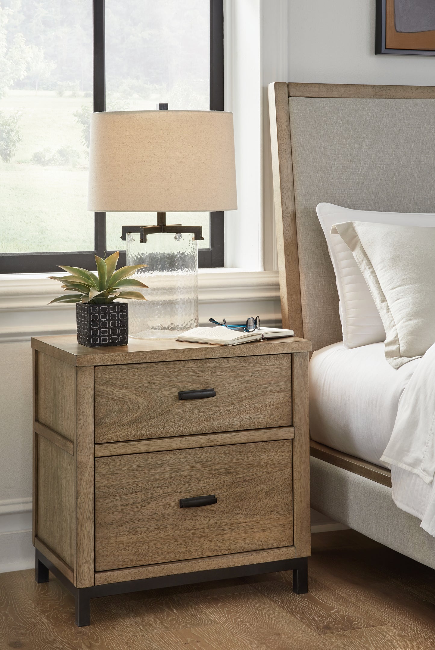 Haines Furniture Outlet - Ashley Furniture - Tomtyn Bedroom - Two Drawer Night Stand / Light Brown - B622-92