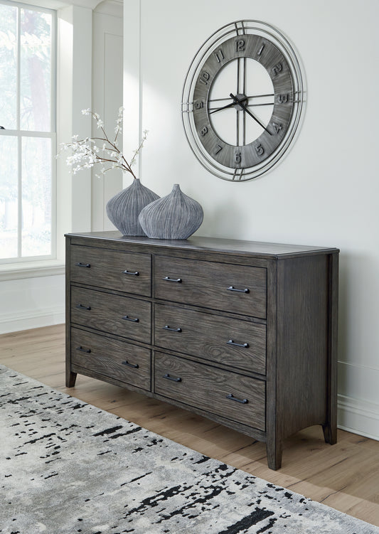 Haines Furniture Outlet - Ashley Furniture - Montillan Bedroom - King Panel Bed / Grayish Brown - B651B4