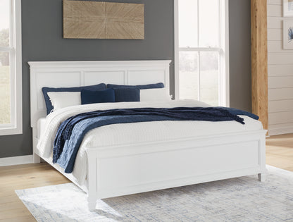 Haines Furniture Outlet - Ashley Furniture - Fortman Bedroom - King Panel Bed / White - B680B4