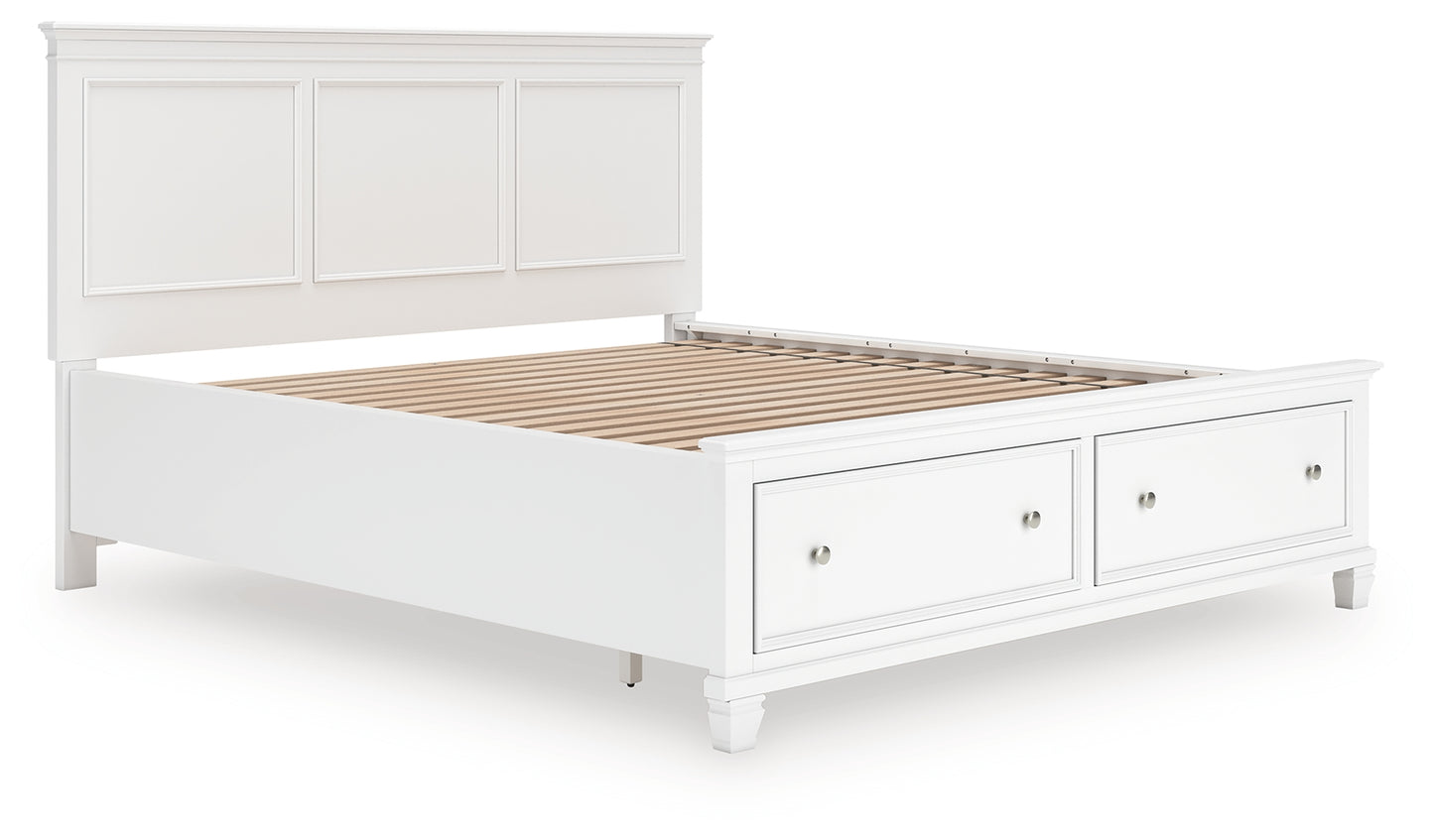 Haines Furniture Outlet - Ashley Furniture - Fortman Bedroom - California King Panel Storage Bed / White - B680B23