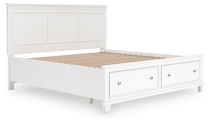 Haines Furniture Outlet - Ashley Furniture - Fortman Bedroom - King Panel Storage Bed / White - B680B22