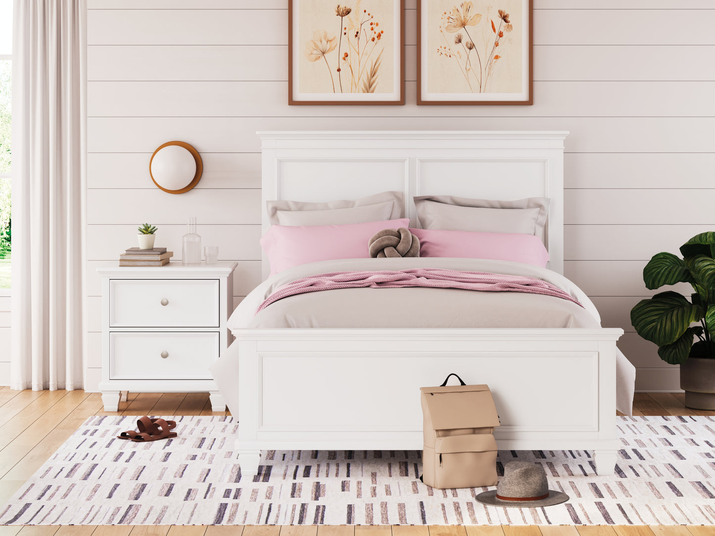 Haines Furniture Outlet - Ashley Furniture - Fortman Bedroom - Full Panel Bed / White - B680B8