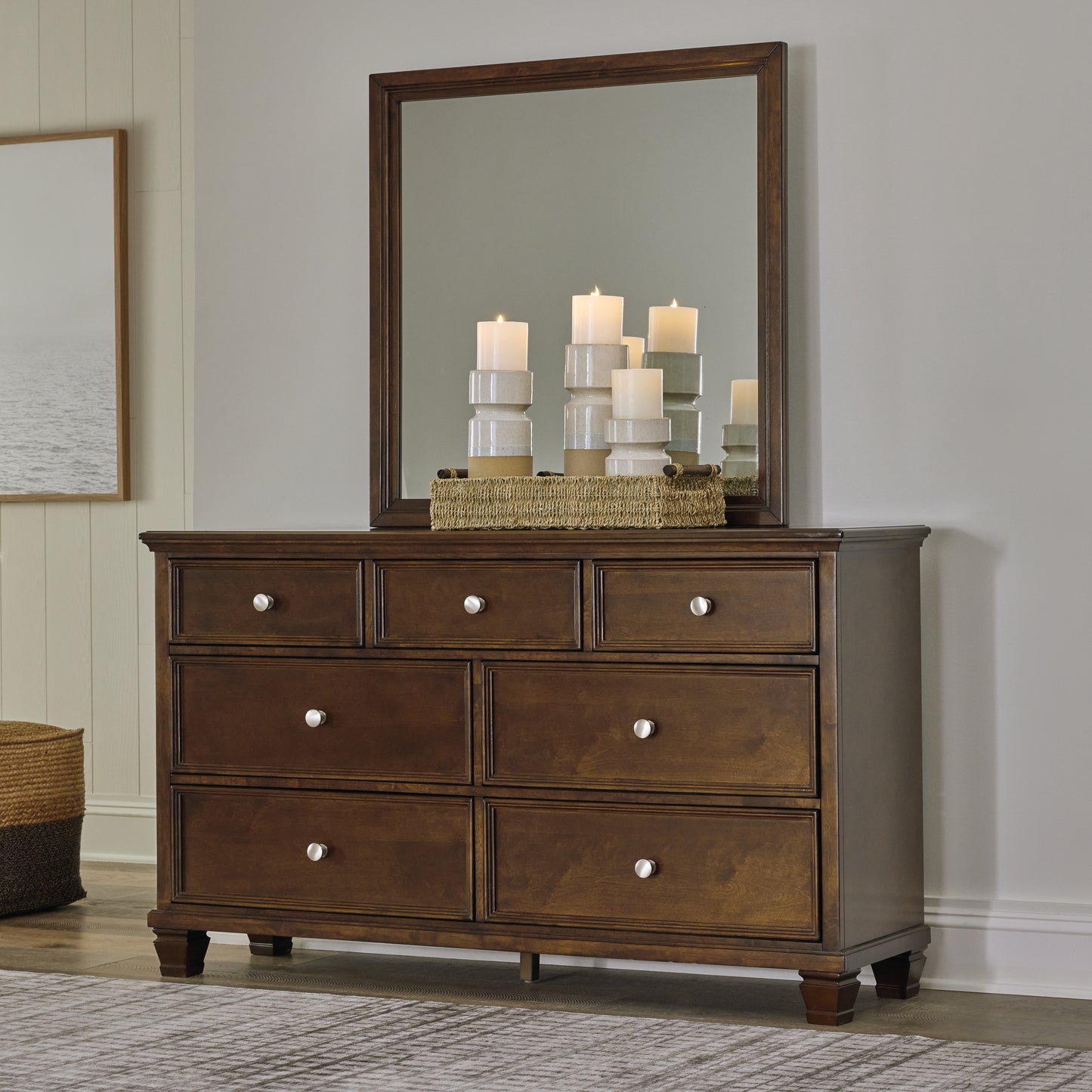 Haines Furniture Outlet - Ashley Furniture - Danabrin Bedroom - Dresser and Mirror / Brown - B685B1