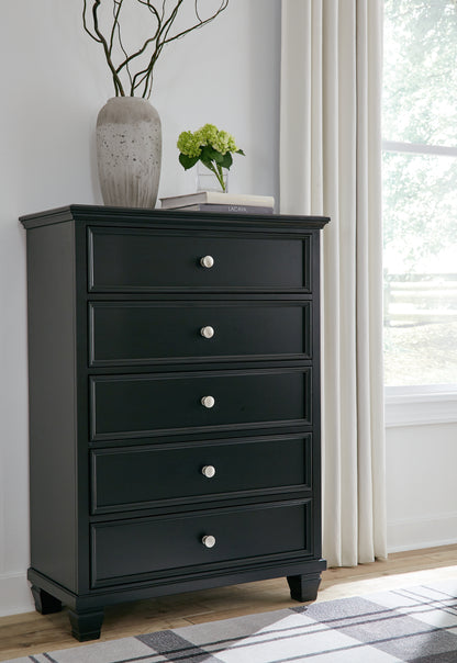 Haines Furniture Outlet - Ashley Furniture - Lanolee Bedroom - Five Drawer Chest / Black - B687-46