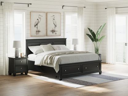Haines Furniture Outlet - Ashley Furniture - Lanolee Bedroom - King Panel Storage Bed / Black - B687B19