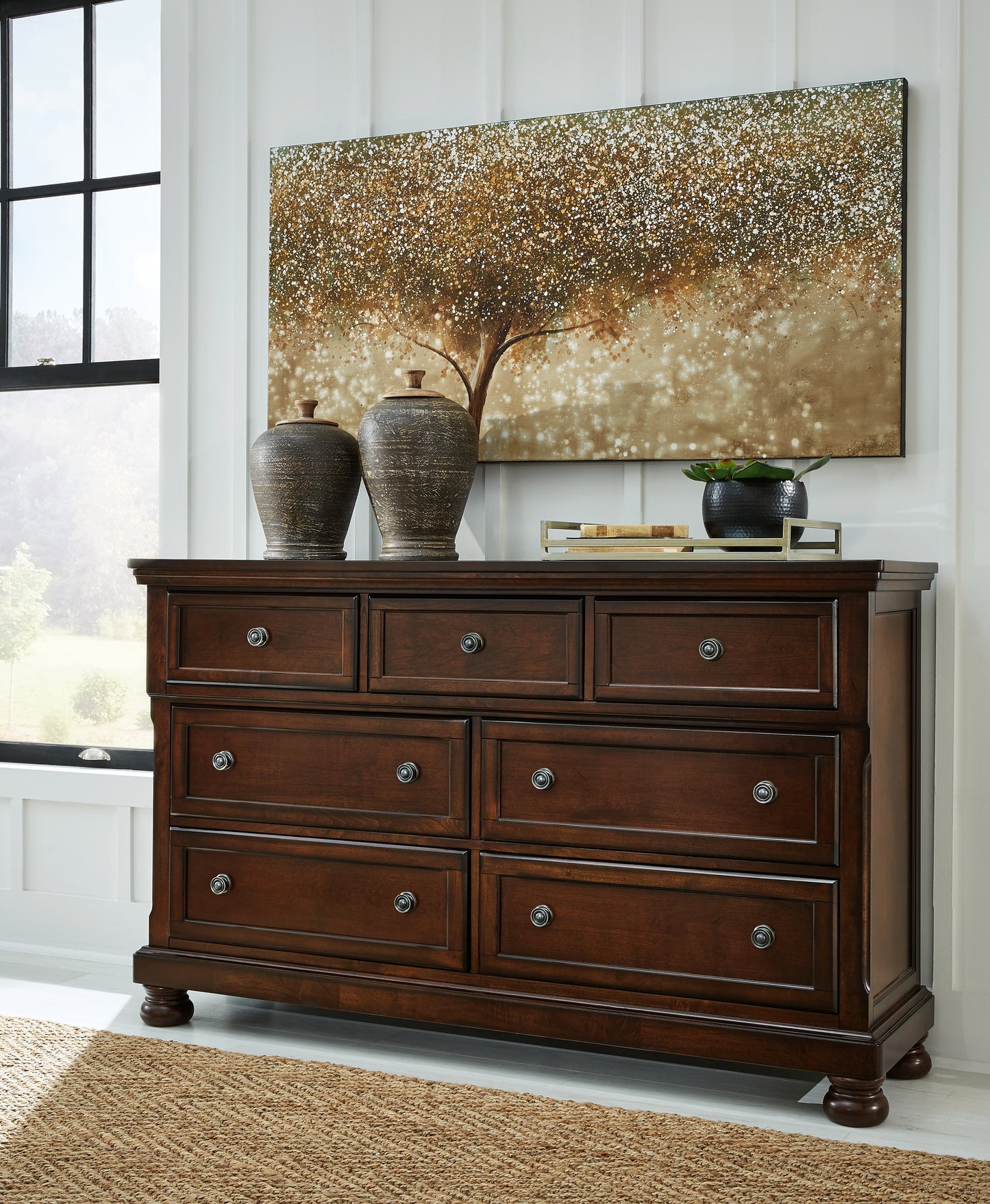 Haines Furniture Outlet - Ashley Furniture - Porter Bedroom - Dresser / Rustic Brown - B697-31
