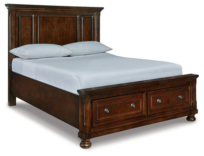 Haines Furniture Outlet - Ashley Furniture - Porter Bedroom - Queen Panel Storage Bed / Rustic Brown - B697B42