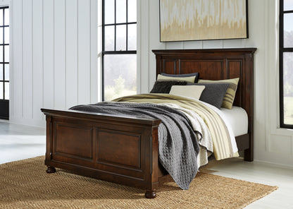 Haines Furniture Outlet - Ashley Furniture - Porter Bedroom - Queen Panel Bed / Rustic Brown - B697B2