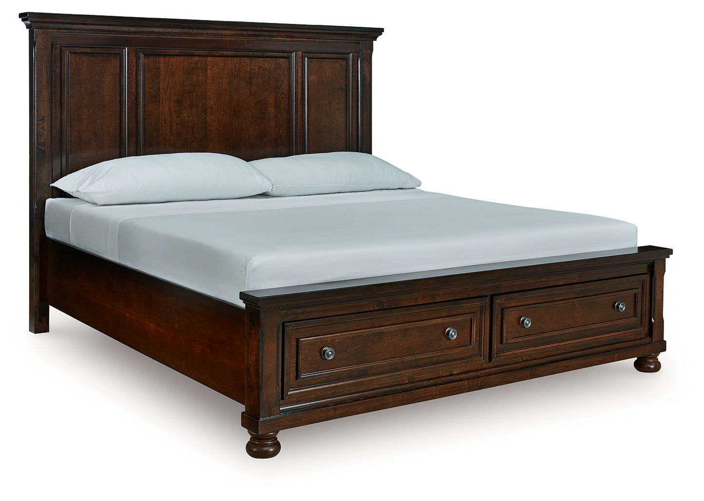 Haines Furniture Outlet - Ashley Furniture - Porter Bedroom - California King Panel Storage Bed / Rustic Brown - B697B46