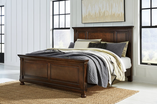 Haines Furniture Outlet - Ashley Furniture - Porter Bedroom - California King Sleigh Storage Bed / Rustic Brown - B697B47