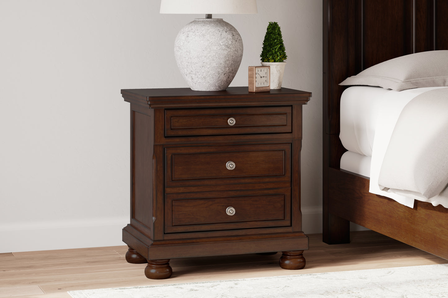 Haines Furniture Outlet - Ashley Furniture - Porter Bedroom - Two Drawer Night Stand / Rustic Brown - B697-92