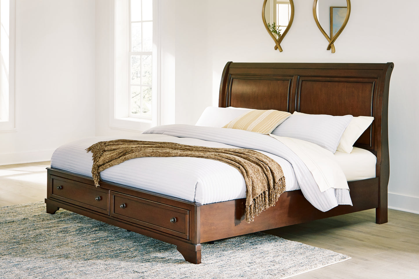 Haines Furniture Outlet - Ashley Furniture - Trellington Bedroom - Queen Sleigh Storage Bed / Brown - B716B1