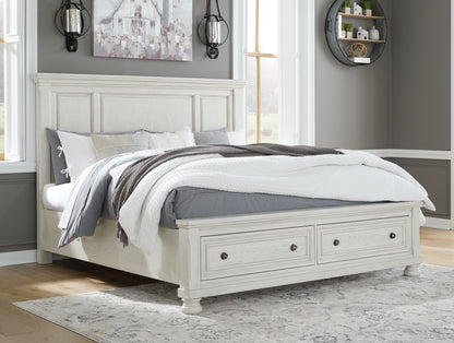 Haines Furniture Outlet - Ashley Furniture - Robbinsdale Bedroom - Queen Panel Storage Bed / Antique White - B742B24