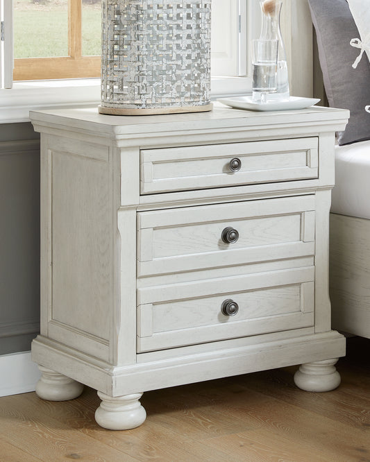 Haines Furniture Outlet - Ashley Furniture - Robbinsdale Bedroom - King Panel Storage Bed / Antique White - B742B25
